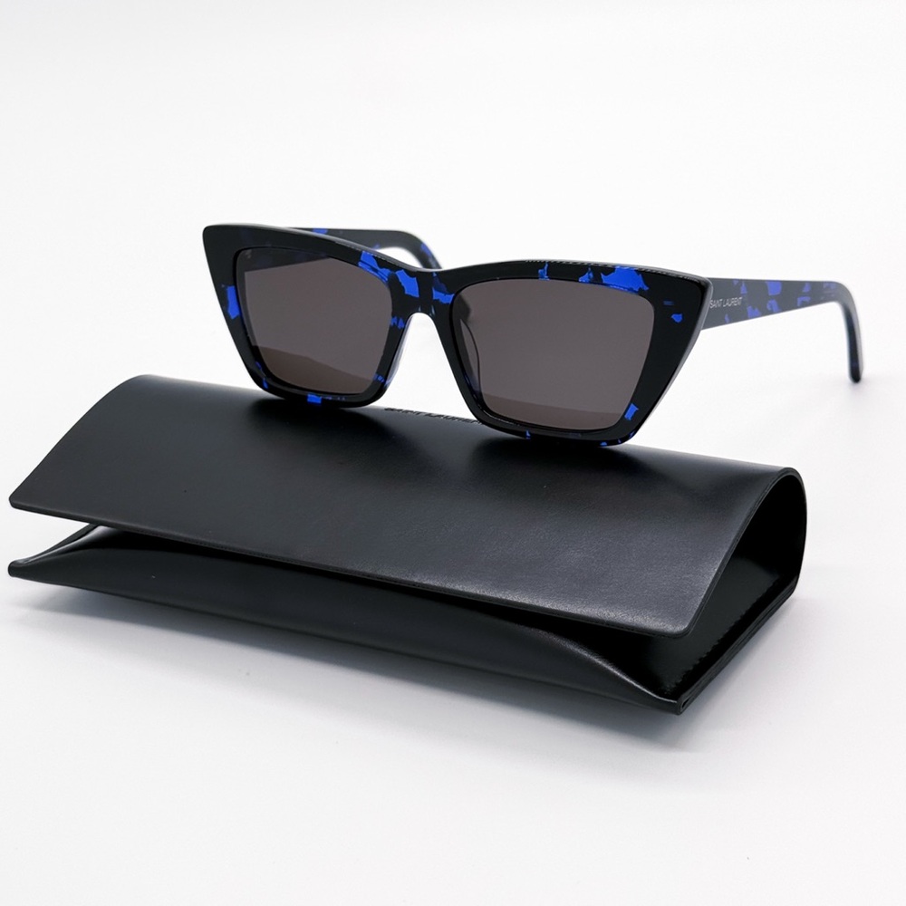 NEW SAINT LAURENT SL 276 MICA 009 CAT EYE BLACK BLUE GREY WOMEN SL276 SUNGLASSES - Picture 2 of 11